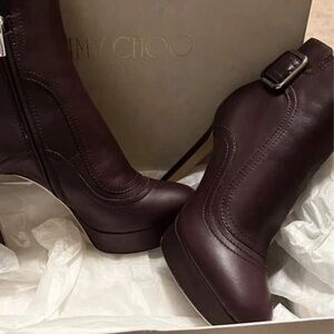 Jimmy Choo Rich Brown Leather Heeled Boots